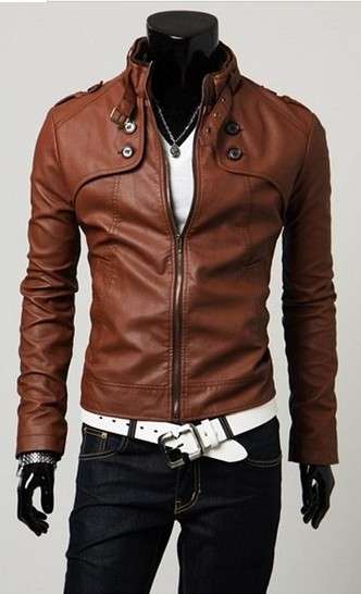 Men's Brown PU Men Coat - - *DOOR DELIVERY R45*