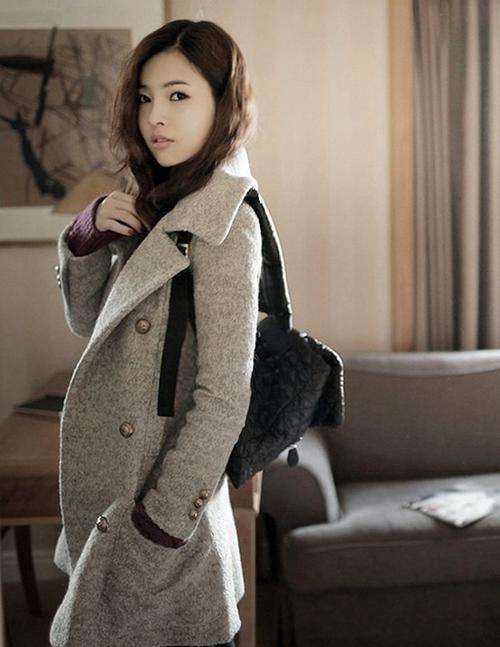 Women's Stylish Gray Notched Solid Woolen Woman Coat - - *Door delivery for only R45*