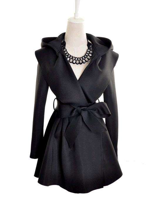 Women's Trendy Black Hooded Solid Coat - - *Door delivery for only R45*