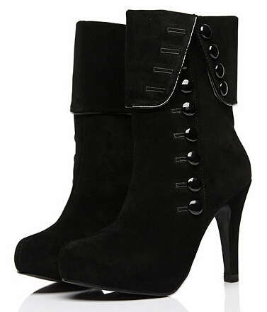 Black/Red Solid Flock Boots - - *Door delivery for only R45*