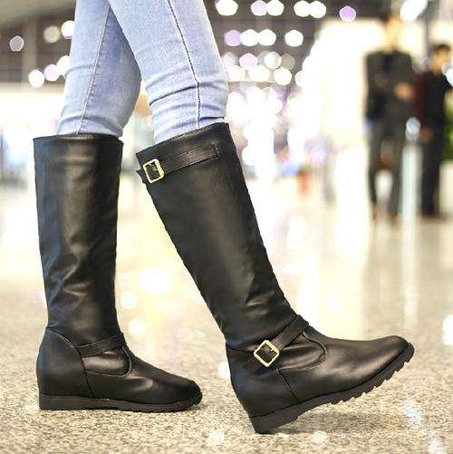 Black/Brown Solid PU Boots- - *Door delivery for only R45*