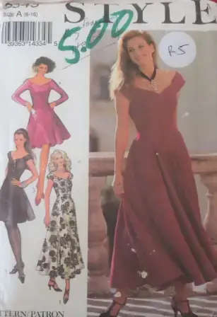 STYLE 2345 PANELLED OFF THE SHOULDER DRESS SIZE 6-16 COMPLETE-UNCUT-F/FOLDED STYLE 2345 PANELLED OFF