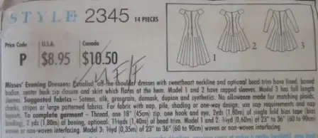 STYLE 2345 PANELLED OFF THE SHOULDER DRESS SIZE 6-16 COMPLETE-UNCUT-F/FOLDED STYLE 2345 PANELLED OFF
