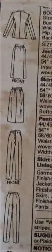 McCALLS 6946 JACKET-SKIRT-PANTS SIZE 14 BUST 36` COMPLETE- ZIPLOC BAG