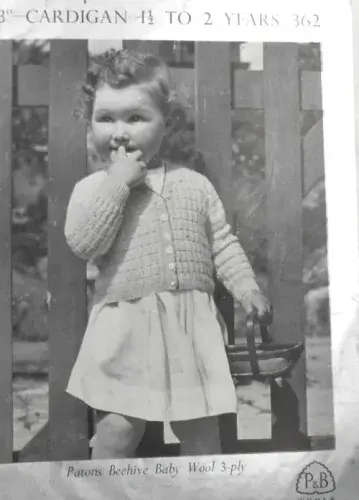 PATONS P & B WOOLS 362 CARDIGAN FROM 1 1/2 - 2 YEARS