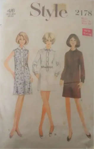 STYLE 2178 DRESS WITH FRONT BAND & BUTTON OPENING SIZE 14 BUST 36 SEE LISTING - ZIPLOC BAG