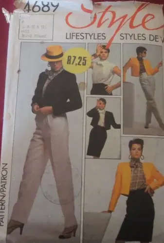 STYLE 4689 LINED JACKET-TOP-SKIRT-PANTS SIZE 8-10-12 COMPLETE & PART CUT