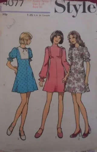 STYLE PATTERNS 4077 DRESS WITH PANELED HIGH-LINE BODICE SIZE JP 9 YEARS BUST 33` COMPLETE