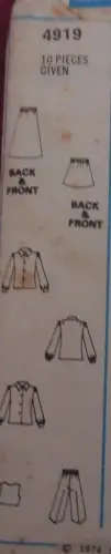 VINTAGE STYLE PATTERNS 4919 KIDS SKIRT-SHIRT-WAISTCOAT-PANTS SIZE 5 YEARS CHEST 61 CM COMPLETE