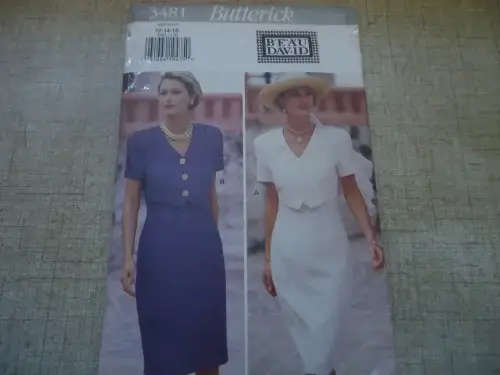 BUTTERICK PATTERN 3481 LOOSE FITTING TAPERED DRESS WITH OVERLAY SIZES 12 + 14 + 16 COMPLETE