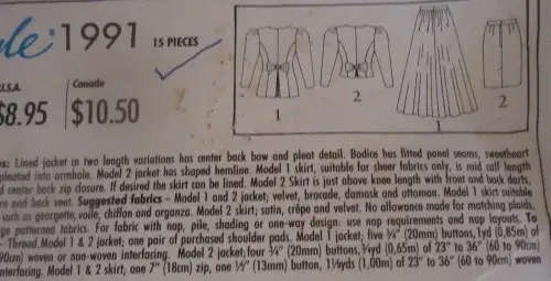 STYLE 1991 TIE BACK TOP& SKIRT SIZE A  8 - 18 COMPLETE