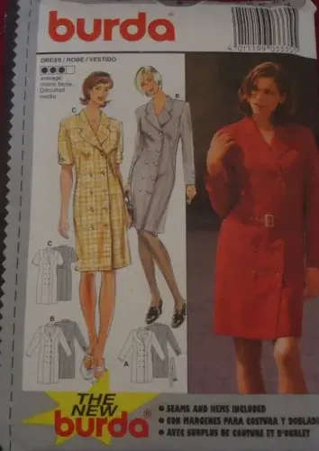 BURDA 3335 DOUBLE BREASTED COAT/DRESS SIZE 10-12-14-16-18-20 SEE LISTING