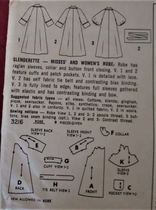 VINTAGE SIMPLICITY 3216 -LADIES ROBE SIZE 14 BUST 34` COMPLETE