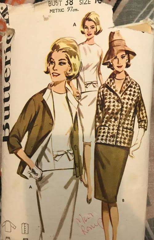 Sewing pattern Butterick 2973, ladies` vintage 2 piece dress and jacket