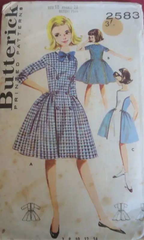 VINTAGE BUTTERICK 2583 GIRLS PRINCESS DRESS SIZE10 BREAST 28` COMPLETE