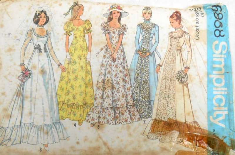 SIMPLICITY 6888 BRIDAL DRESS & TRAIN SIZE 10 BUST 83 CM COMPLETE-ZIPLOC