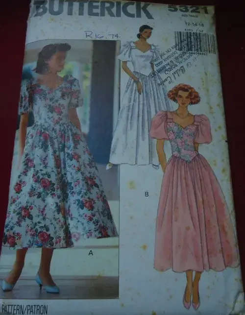 BUTTERICK PATTERN 5321 BRIDAL DRESS SIZE 12 + 14 + 16- COMPLETE & MOSTLY UNCUT