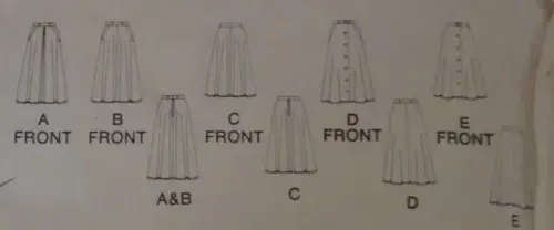 BUTTERICK 4859 SET OF SKIRTS SIZE 12-14-16 COMPLETE