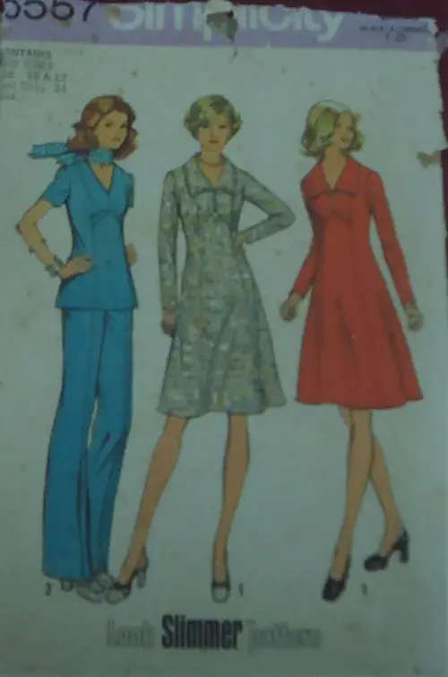 SIMPLICITY 6557 DRESS/TOP & PANTS SIZES 10 - 12 BUST 21 1/2-34` SEE LISTING