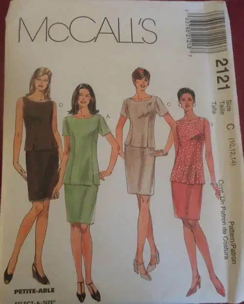 McCALLS 2121 TOPS & SKIRT SIZE C10-12-14 COMPLETE