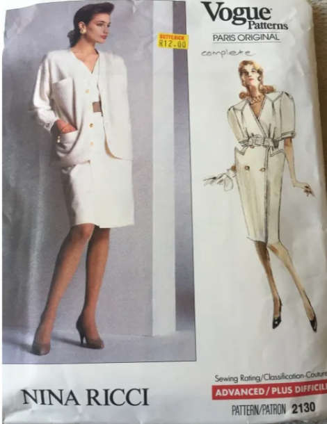 PATTERN VOGUE 2130 (NINA RICCI)(COMPLETE) - JACKET and DRESS (SIZE 14)