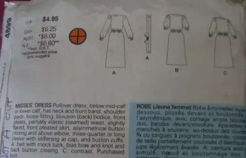BUTTERICK PATTERN 4699 PULLOVER DRESS SIZE 14 SEE LISTING