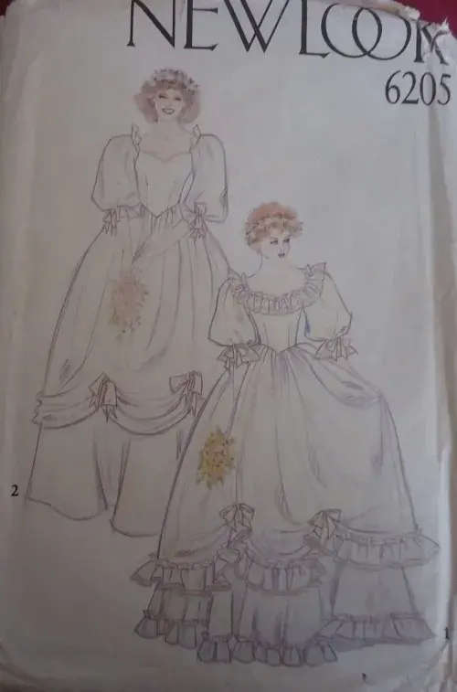 NEW LOOK PATTERNS 6205 BRIDAL DRESS SIX SIZES IN ONE 8 - 18 COMPLETE-UNCUT-F/FOLDED