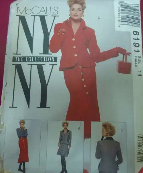 McCALL`S PATTERN 6191 LINED JACKET & SKIRT SIZE:14 COMPLETE-UNCUT-F/FOLDED