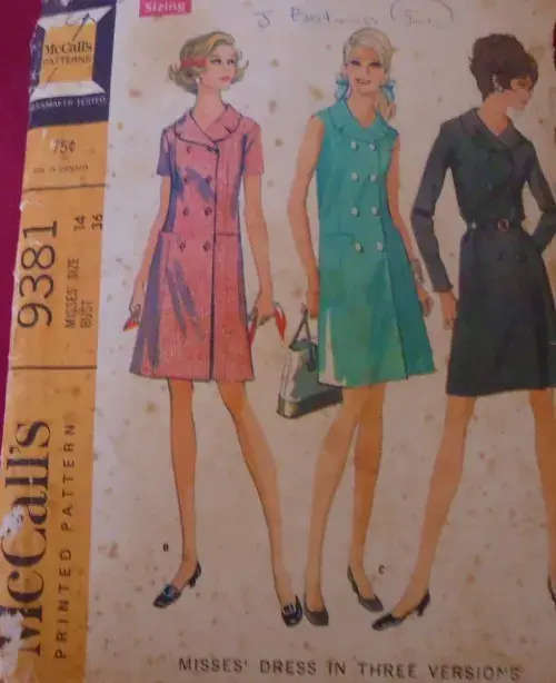 McCALLS 9381 DRESS IN 3 VERSIONS SIZE 14 BUST 36` COMPLETE