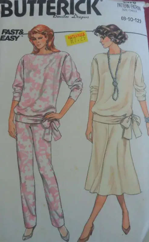 BUTTERICK 3570 TOP & SKIRT SIZE 8-10-12 NO PANTS PATTERN SUPPLIED