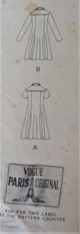 VOGUE 1090 PARIS ORIGINAL CHRISTIAN DIOR - LOOSE FITTING LINED DRESS SIZE 12 BUST 34` COMPLETE