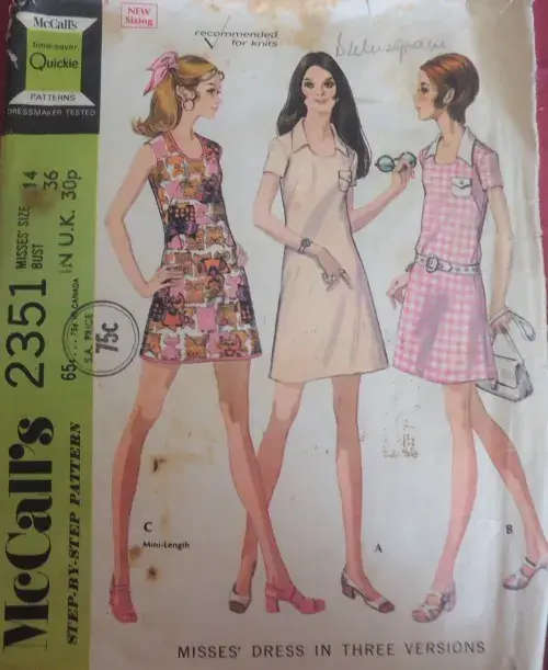 McCALL`S 2351 DRESS IN 3 VERSIONS SIZE 14 BUST 36` NO SEWING INSTRUCTIONS