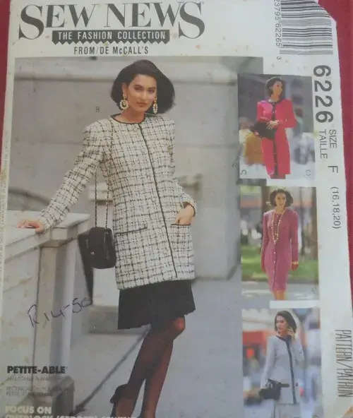 McCALL`S PATTERN 6226 ONE OR TWO PIECE DRESS SIZE F  16-18-20 COMPLETE-UNCUT-F/FOLDED