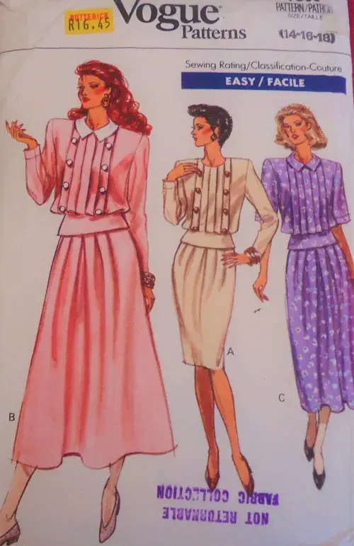 VOGUE 7560 TOP & SKIRTSIZE 14-16-18 COMPLETE