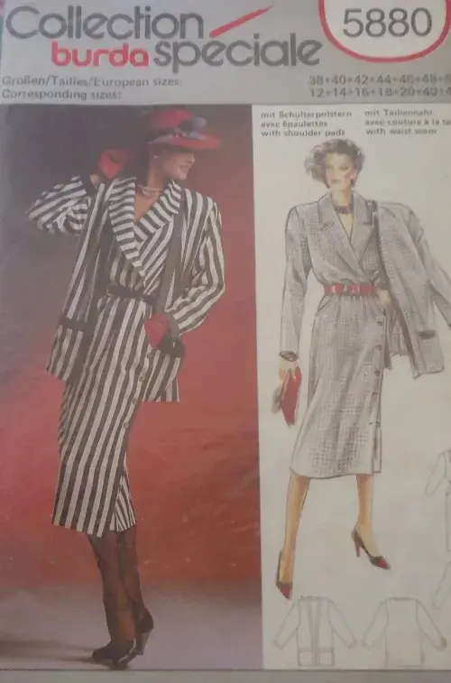 BURDA 5880 JACKET-DRESS SIZE 12-14-16-18-20-40-42 SEE LISTING BURDA 5880 JACKET-DRESS SIZE 12-14-16-