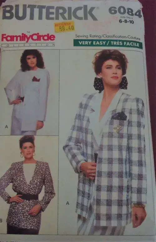 BUTTERICK 6084 LOOSE FITTING LINED JACKET SIZE 6-8-10 COMPLETE