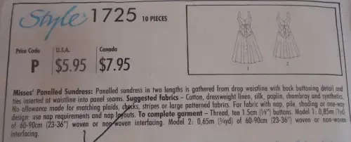 STYLE 1725 PANELLED SUNDRESS SIZE A  8 - 18 COMPLETE