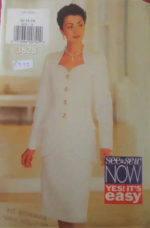 BUTTERICK 3828 TOP WITH SWEETHEART SHAPED NECKLINE & SKIRT SIZE B12-14-16 COMPLETE-UNCUT-F/FOLDED