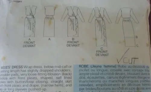 BUTTERICK PATTERN 3678 WRAP DRESS SIZE 16- COMPLETE