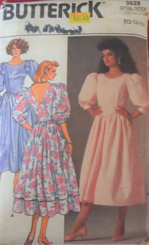 BUTTERICK PATTERN 3528 MOCK BACK WRAP DRESS SIZES 12-14-16 - COMPLETE