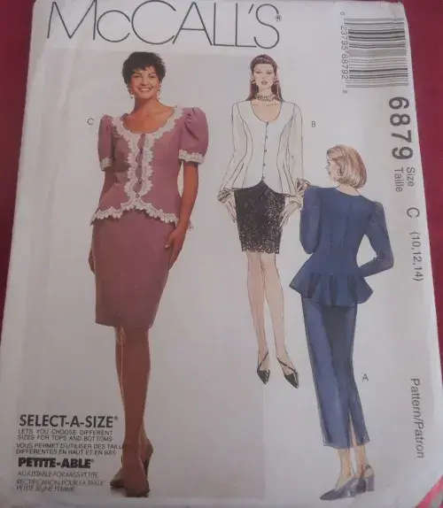 McCALL`S 6879 TOP & SKIRT SIZE C10-12-14 COMPLETE-UNCUT-FACTORY FOLDED