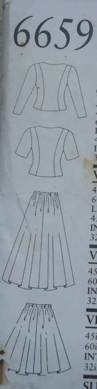 NEW LOOK PATTERNS 6659 SKIRT & FRONT BUTTON TOP-SIX SIZES IN ONE 6 - 16 COMPLETE-UNCUT-F/FOLDED
