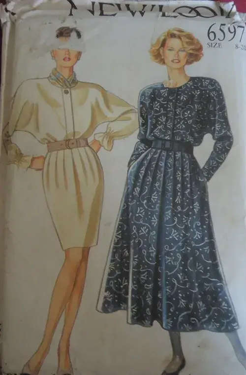 NEW LOOK PATTERNS 6597 DRESS WITH FLARED OR STRIAGHT SKIRT SIZES 8-20 COMPLETE