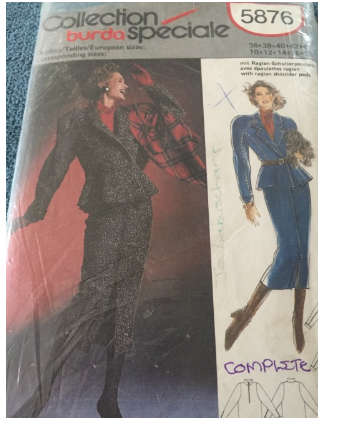 PATTERN BURDA 5876 (COMPLETE) - JACKET and SKIRT (SIZE 10-18)