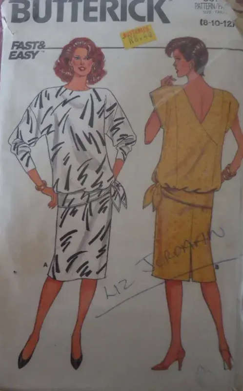 BUTTERICK 3874  TOP & SKIRT SIZE 8-10-12 COMPLETE- ZIPLOC BAG BUTTERICK 3874  TOP & SKIRT SIZE 8-10-