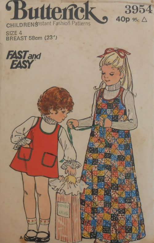 BUTTERICK 3954 GIRLS PINAFORE SIZE 4 YEARS BREAST 58 CM COMPLETE