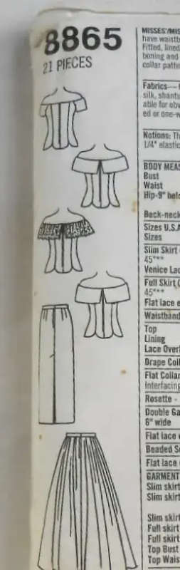 *VERY RARE FIND* SIMPLICITY 8865 TWO PIECE BRIDES & BRIDEMAID DRESS-SLIM OF FULL SKIRT SIZE 12-14-16
