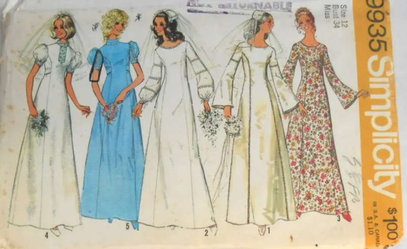 *VERY RARE FIND* SIMPLICITY 9935 BRIDE OR BRIDESMAID DRESS SIZE 12 BUST 34 - COMPLETE