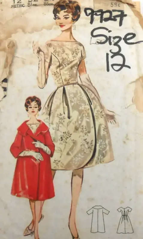 *VERY RARE FIND* VINTAGE BUTTERICK 9927 DRESS & COAT SIZE 12 BUST 32 COMPLETE-NO SEWING INSTRUCTIONS