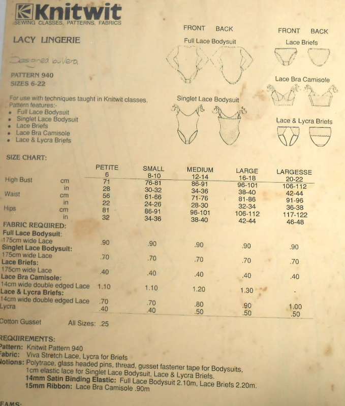 KNITWIT LACY LINGERIE PATTERN 940 SIZES LADIES 6 - 22